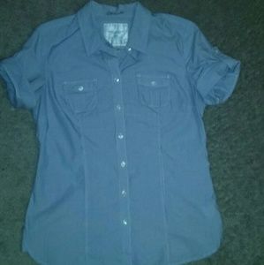 American Eagle Outfitters blue white striped shirt